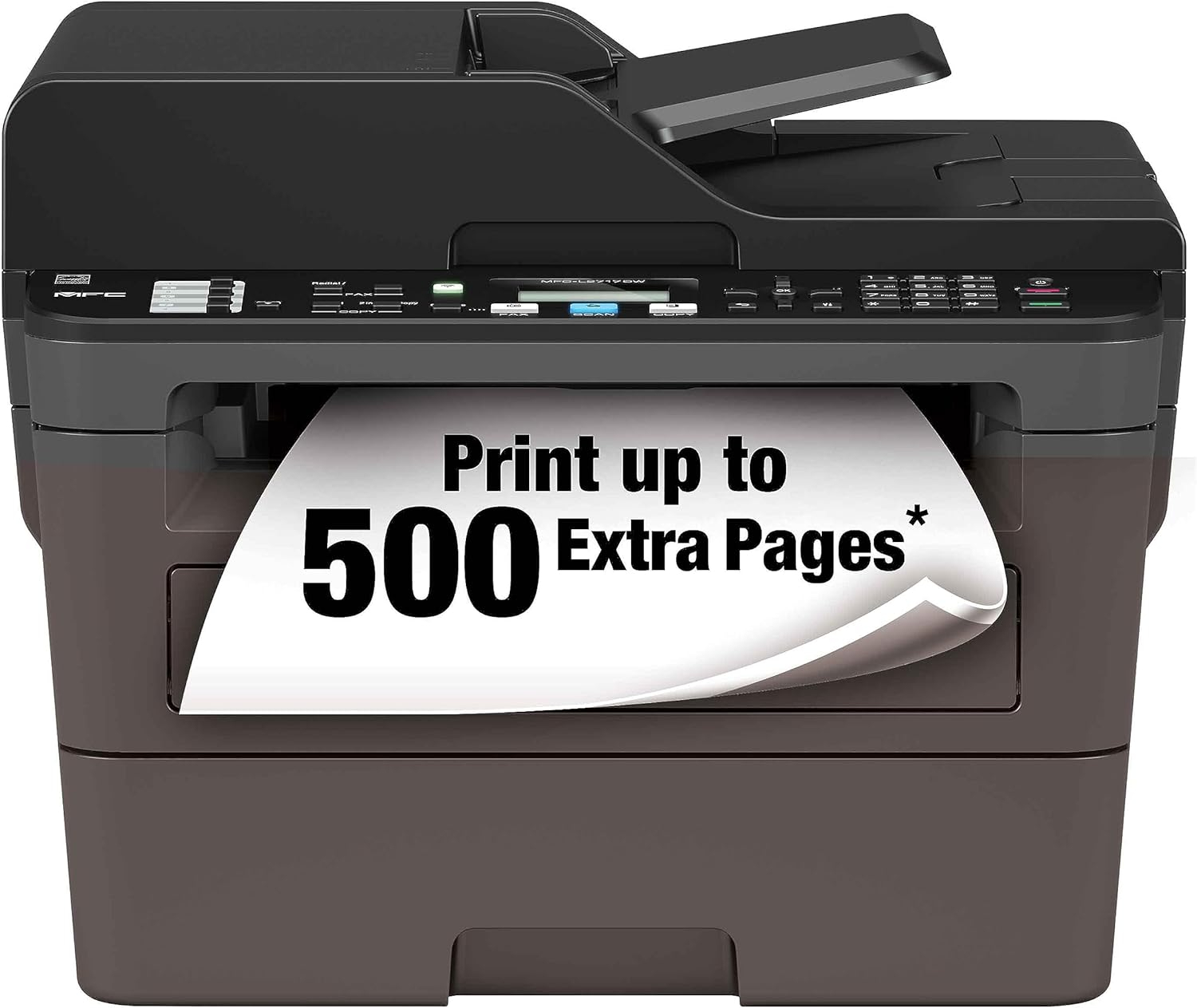 MFC-L2820DW Wireless Compact Monochrome All-in-One Laser Printer with Copy, Scan and Fax, Duplex, Black & White