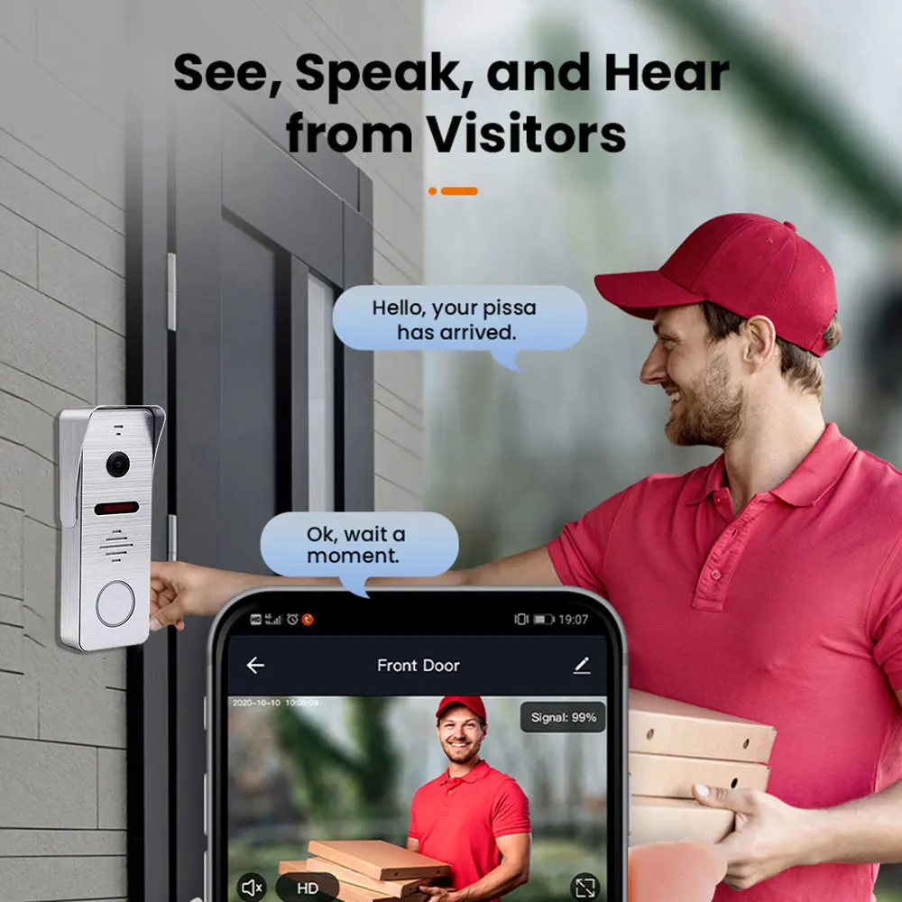 7/10 Inch Video Wifi Intercom System for Home Tuya Smart Video Doorbell Camera 160° Wired 1080P Touch Monitor