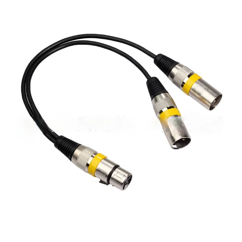 3pin xlr fêmea jack para duplo 2 macho plug y divisor 30cm adaptador cabo fio para amplificador alto-falante fone de ouvido misturador