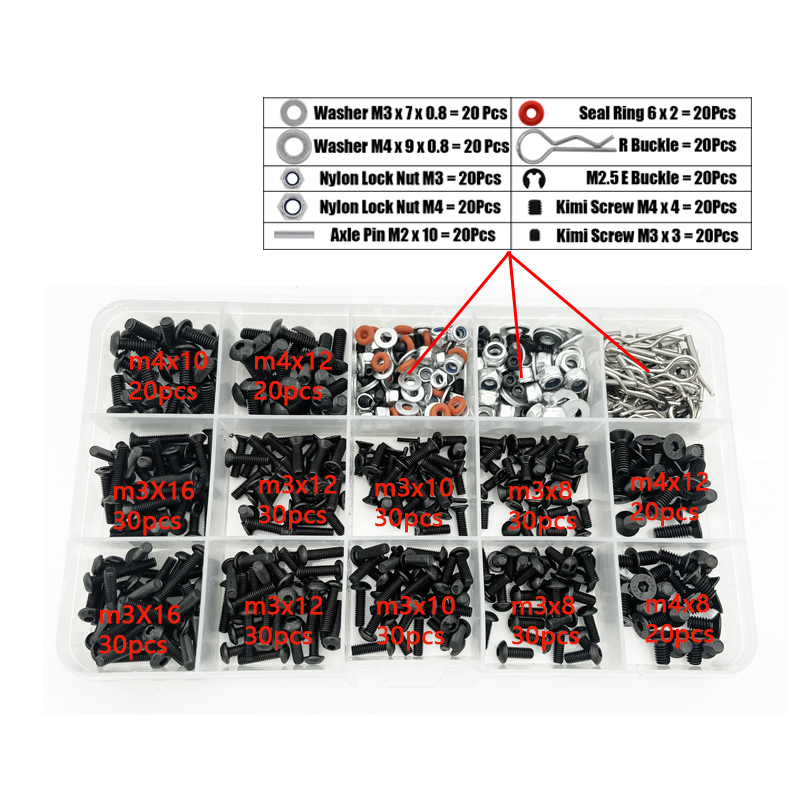 Juego de caja de tornillos para 1/8 1/10 HSP Traxxas TRX-4 TRX-6 Tamiya CFX MST HPI Kyosho D90 Scx10 D110 AXIAL D110 RC herramienta de reparación de piezas de coche