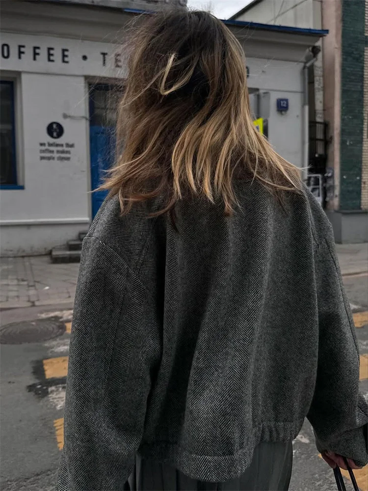 Tossy Herbst Grau Zipper Outwear Jacken Weibliche Feste Lose Patchwork Hohe Taille Gestellte Top Mantel Streetwear frauen Y2k Jacken