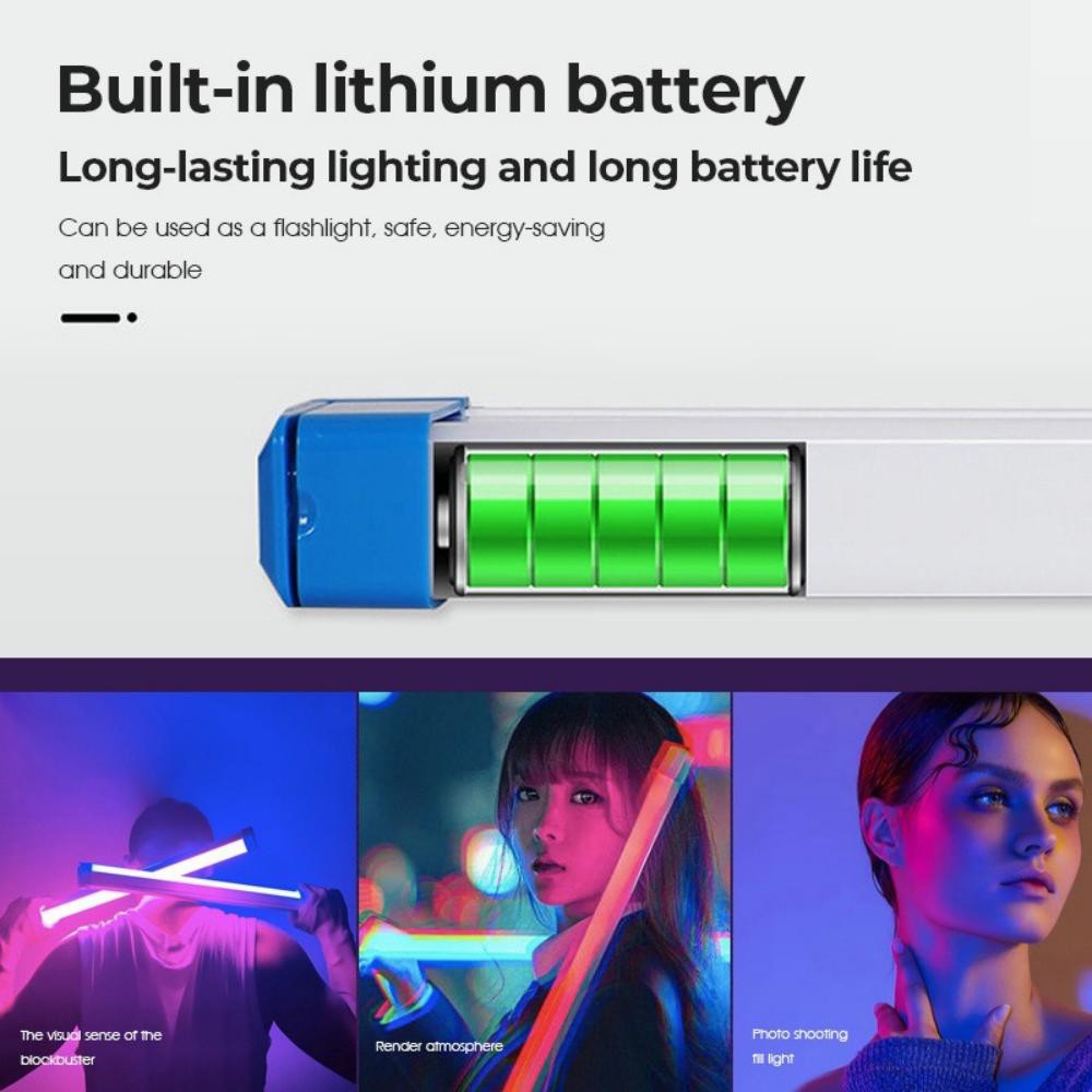 Luz de tubo RGB colorida, USB Night Light, Roxo e azul, Lâmpada para quarto, Luz de preenchimento pendurada portátil, foto, 17cm, 32cm