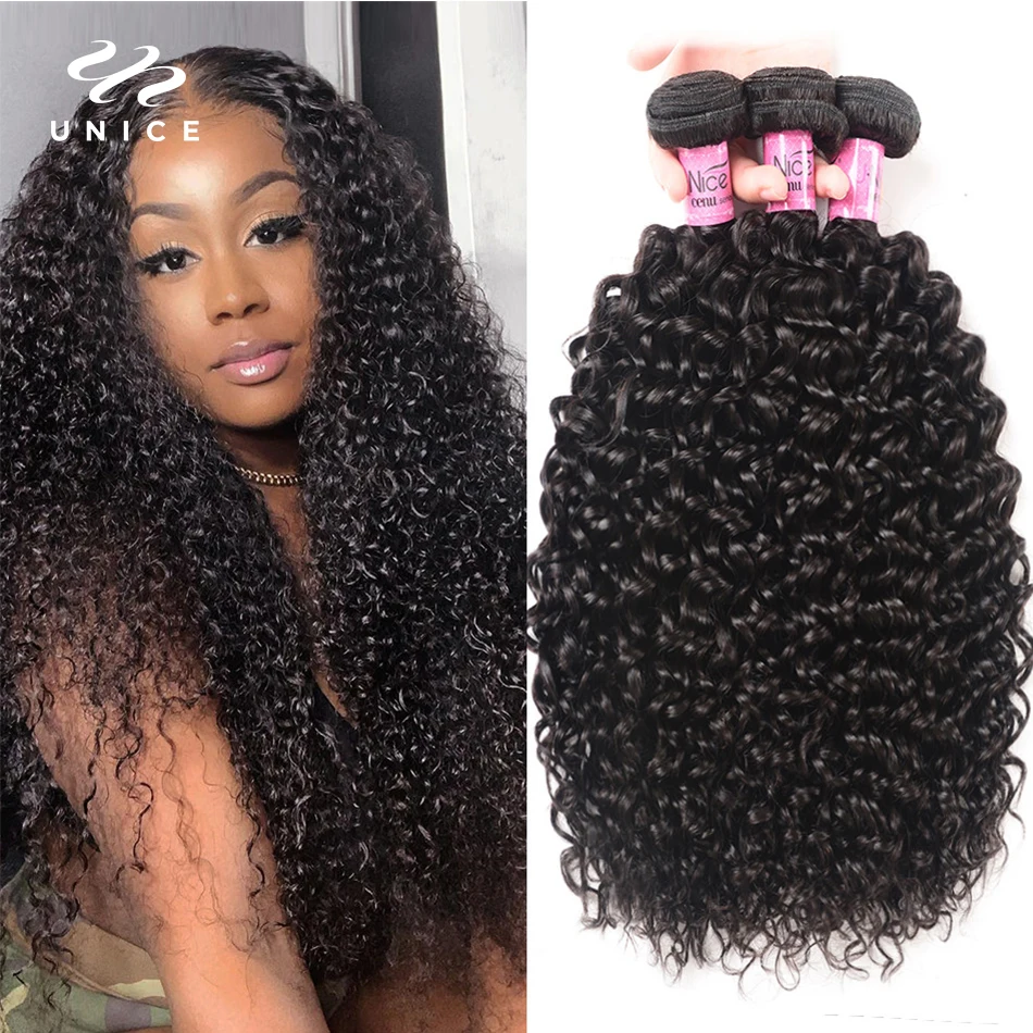 Unice cabelo encaracolado tecer 100% feixes de cabelo humano remy cabelo 8-26 Polegada feixes de cabelo brasileiro cor natural 10a 1/3/4 pacotes negócio