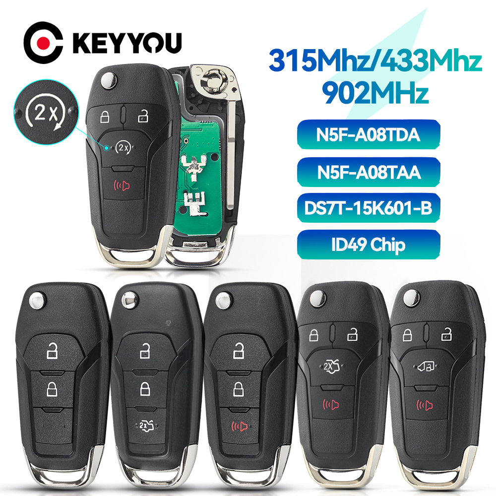KEYYOU 車リモートキーフォード F150-F550 フュージョンエクスプローラー N5F-A08TAA ID49Chip 315 Mhz 自動スマートコントロール HU101 キーブレード