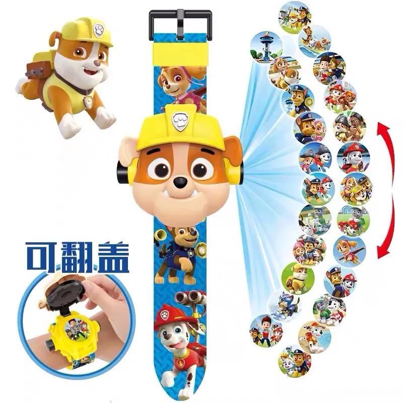 Reloj de proyección 3D de la patrulla canina, modelo de dibujos animados de Chase Marshall Rocky, juego de juguetes de figuras de acción, periféricos de Anime, pulsera para niños
