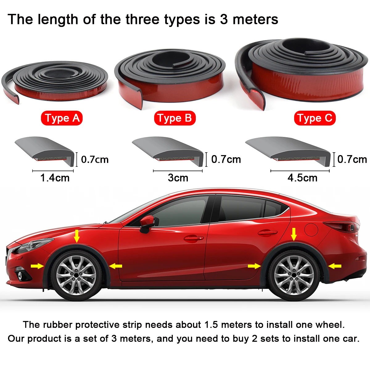 Car Fender Flares Wheel Arch Guard Trim Moulding Strip Eyebrow Lip Anti Scratch Mudflaps Universal Rubber Seal Protector Styling