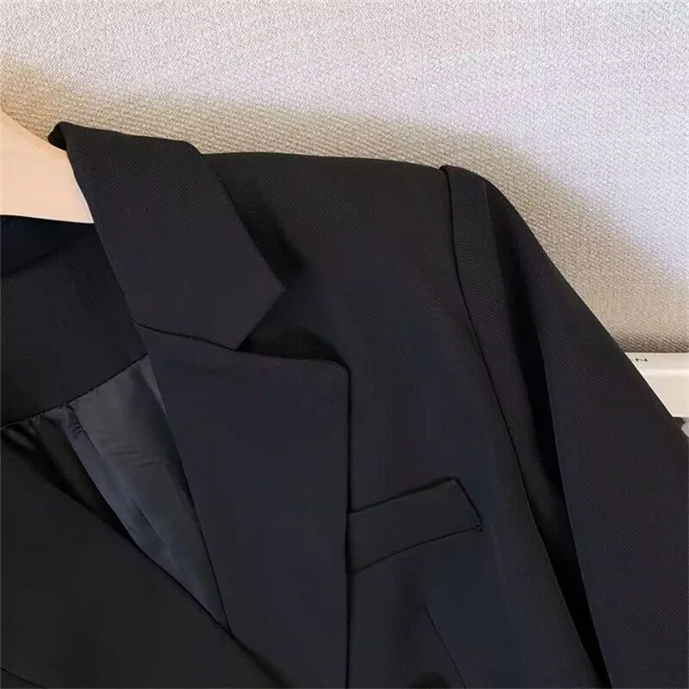 Office Lady Slim Blazer dla kobiet, płaszcze z długim rękawem, czarne kurtki, codzienna odzież wierzchnia, jesień, moda zimowa, 2023