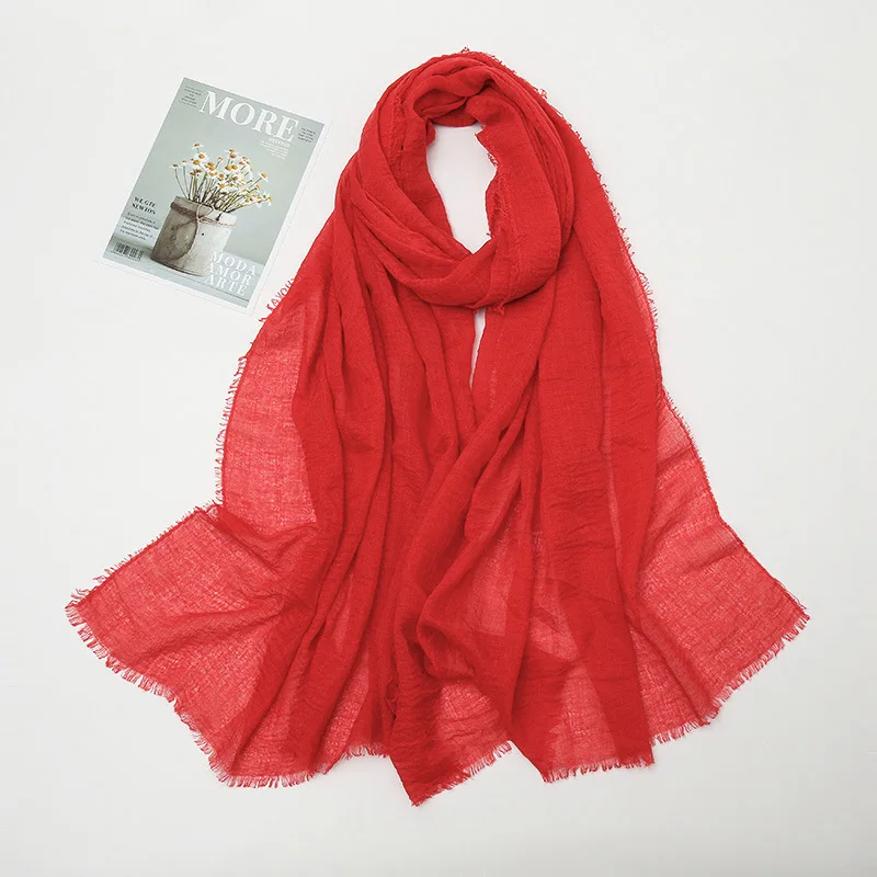 Bufanda de lino y algodón de verano para mujer, bufandas finas con protección solar de Color sólido, chal suave, Foulard de viscosa, chales envolventes para mujer para primavera, nuevo