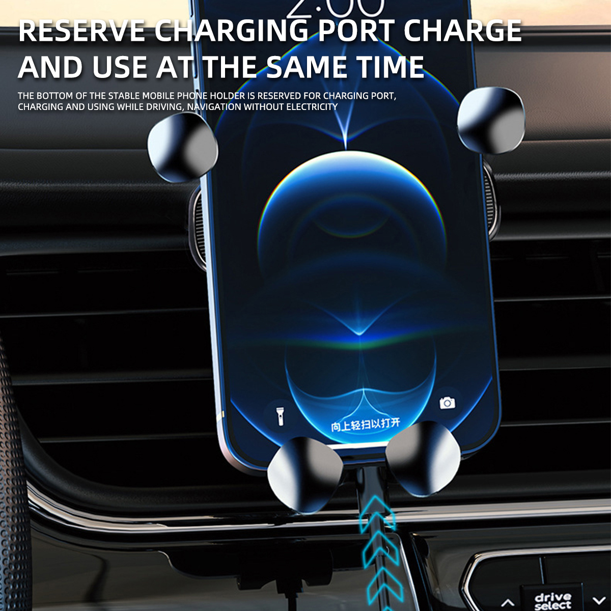 Gravity Car Phone Holder for 4.7-7 inch Mobile Phone Car Air Vent Phone Mount Universal Shockproof GPS Clip Smartphone Stand