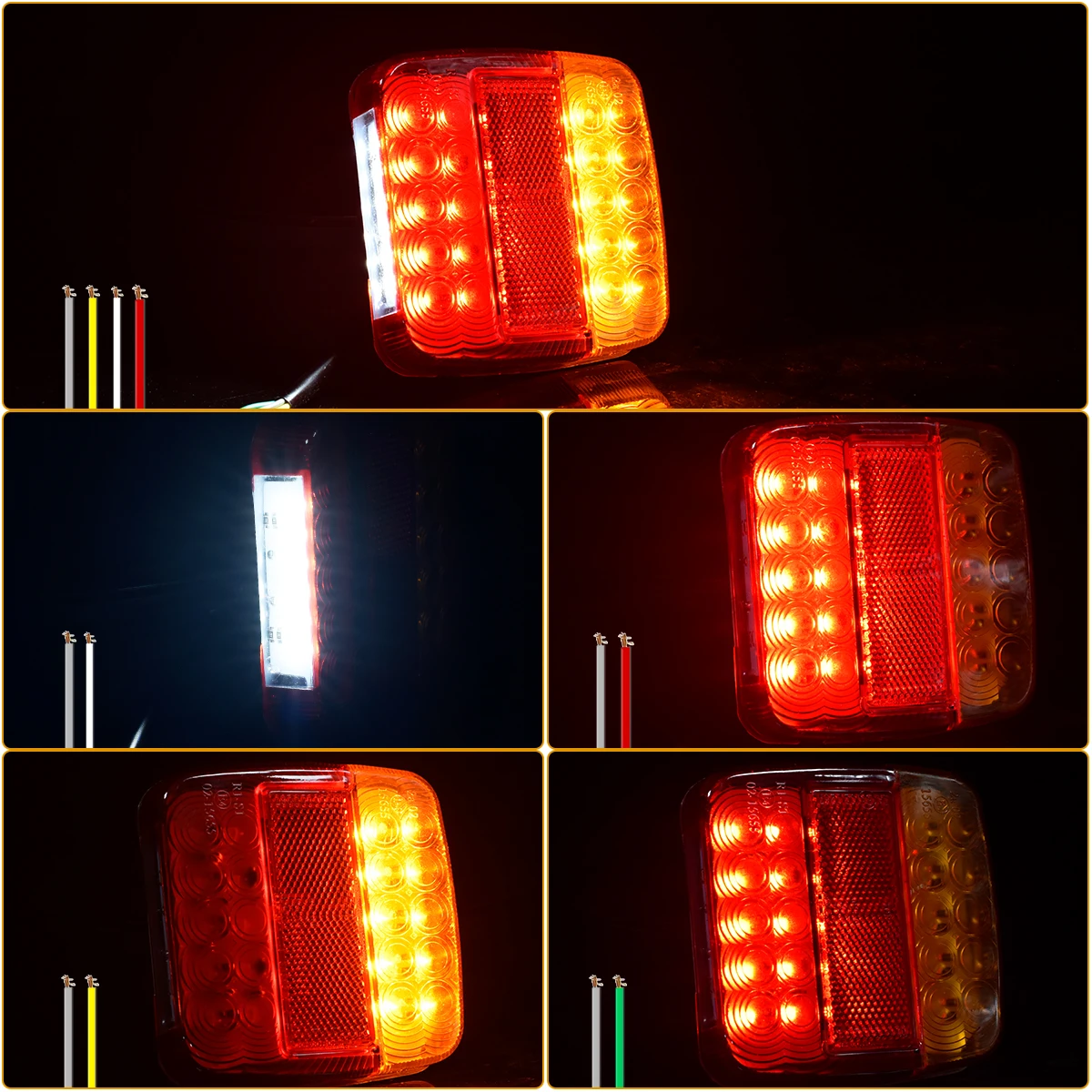 2 szt. LED Tylne Lampy 12V/24V Wielofunkcyjne Światła Stop/Wsteczne/Przeciwmgielne/Kierunkowskazy do Ciężarówek/Przyczep/Kamperów/SUV-ów