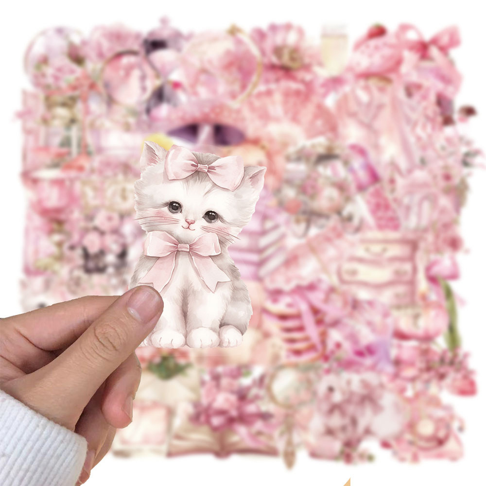 10/30/50 個ピンク透明花漫画ステッカー美的防水芸術的夢のようなデカール落書き文房具ラップトップ