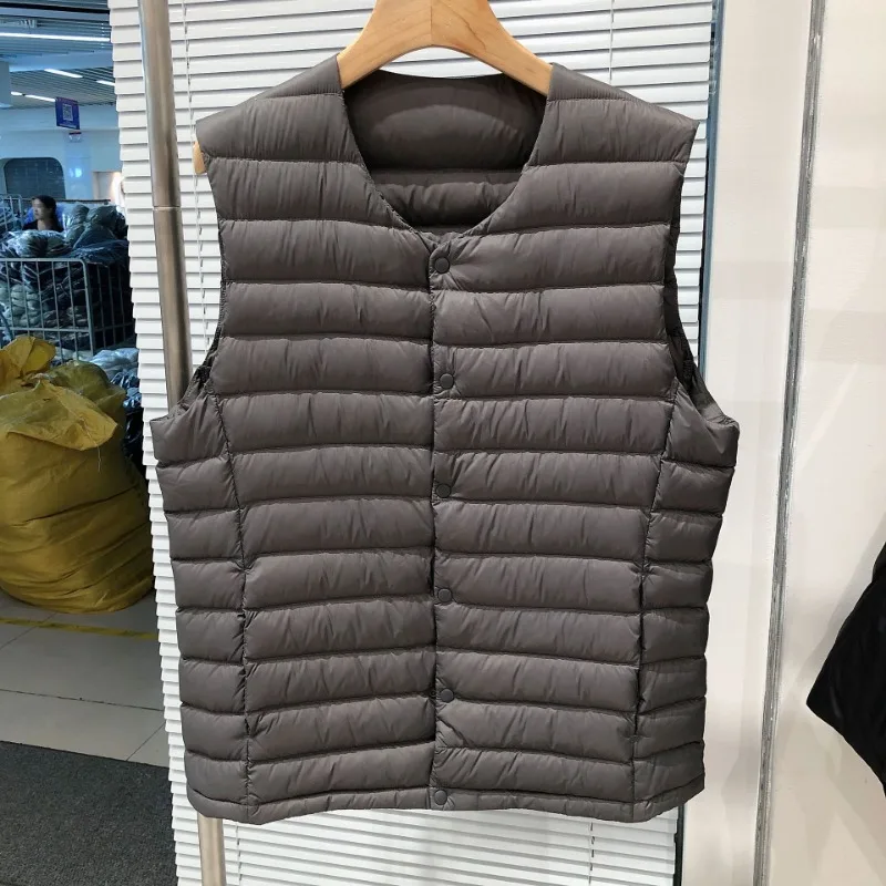 90% weiße Enten Daunen Herren futter ärmellose Jacken neue Herbst Winter leichte packbare O-Ausschnitt variable V-Ausschnitt Herren mantel