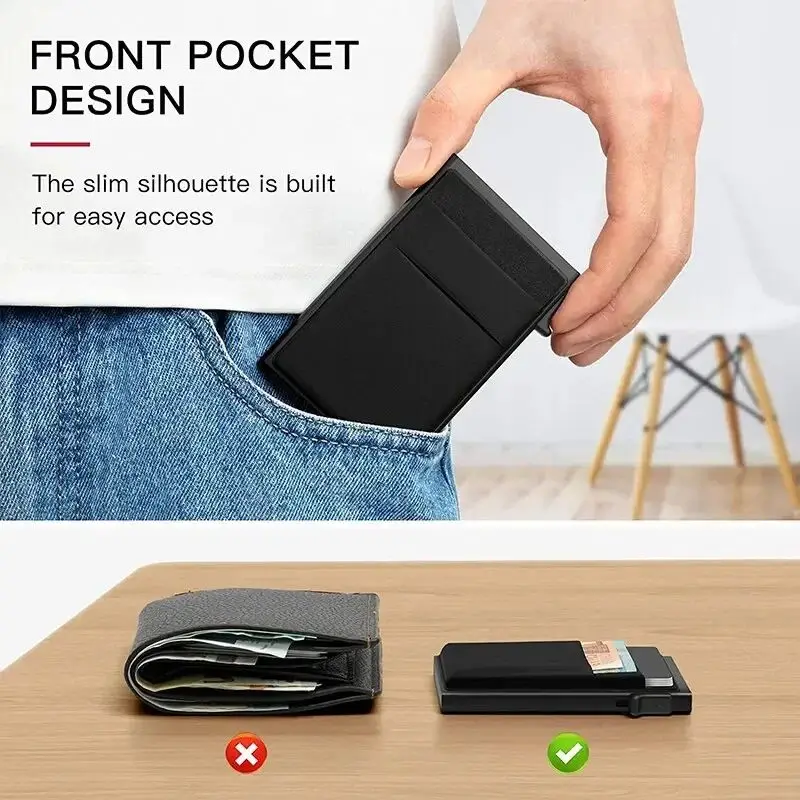 2025 Men Anti Rfid Blocking Protected Magic ID Credit Bank Card Holder Case Wallet Metal Thin Slim Minimalist Small Metal Wallet