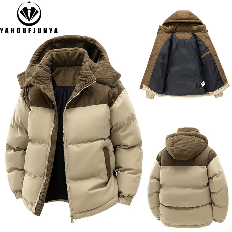 Outono inverno homens ao ar livre removível com capuz windbreak jaqueta casacos masculinos quentes outwear casual moda sólida parkas jaqueta masculina topos