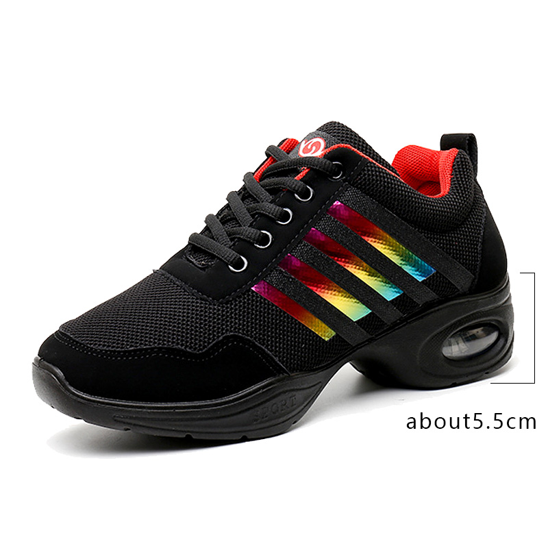 Tanzsneaker für Damen, Jazz-Schuhe, Mesh, moderne Außensohle, Tanz-Sneaker, atmungsaktiv, leicht, Tanz-Fitness-Schuhe für Damen