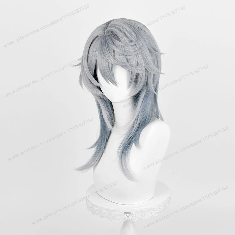 Honkai: スターレールサンデーコスプレウィッグ 52 センチメートルグレーブルーグラデーションヘアアニメ HSR コスプレ耐熱合成かつら