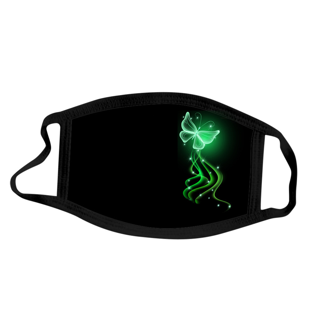 Mascarilla facial protectora lavable de algodón con elásticos para las orejas, cubierta bucal antipolvo para exteriores con estampado de mariposas a la moda, 1 ud.