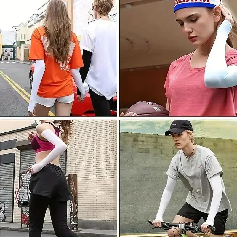 1 para chłodzących naramienników dla mężczyzn i kobiet Letnia osłona przeciwsłoneczna Osłona przeciwsłoneczna Lodowe jedwabne rękawy do jazdy na rowerze Sporty na świeżym powietrzu Golf