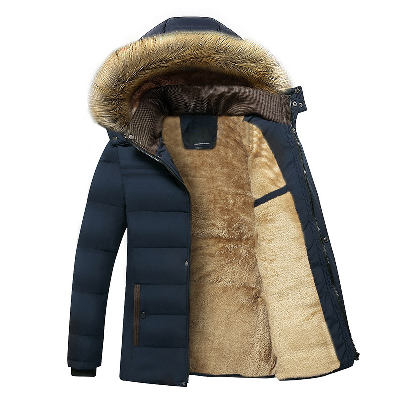 Winter-Herren-Baumwolljacke mit Fleece für Menschen mittleren Alters und ältere Menschen, warmer Mantel, winddichter Wintermantel, Parka-Mantel
