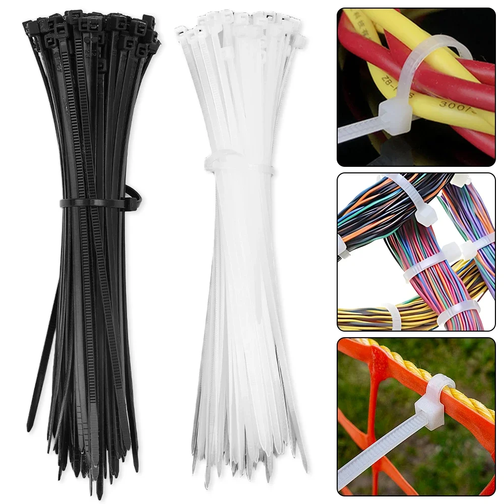 500/100 Pz All'ingrosso Fascette per cavi in nylon di plastica Cinghie per cavi autobloccanti Cavi regolabili Anello di fissaggio Home Office Fascetta per cavi