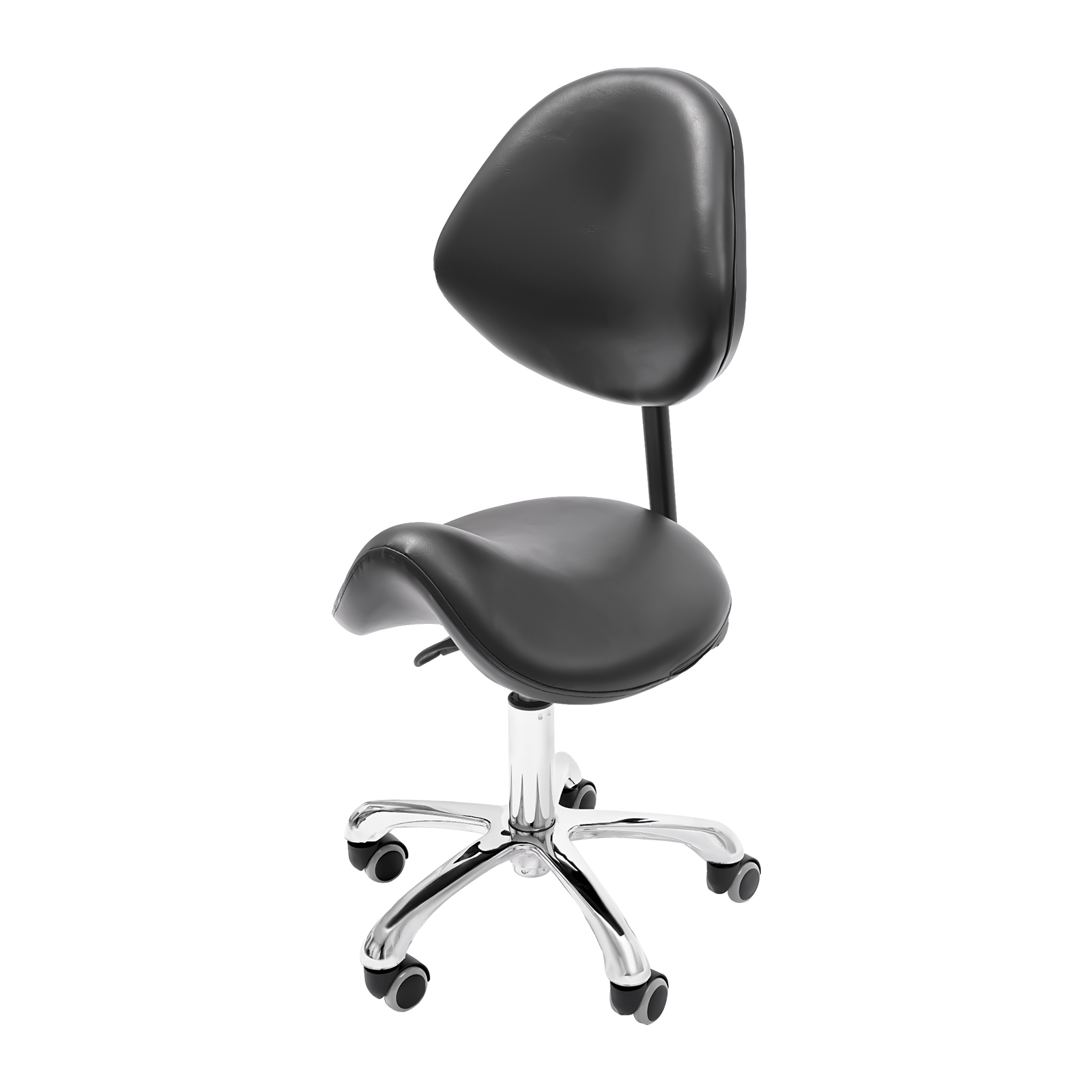 Sedia da lavoro con sgabello a sella con rotelle regolabile in altezza con ruote + schienale per carichi pesanti