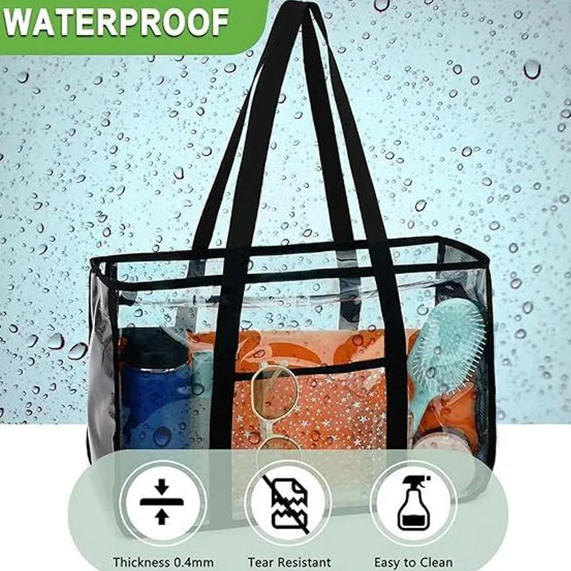 Ultra grande capacidade zíper transparente à prova dwaterproof água ombro lavagem saco de compras pvc geléia multifuncional saco para homem e mulher