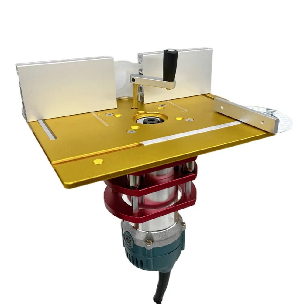 Router Lift Kit W/อลูมิเนียม Router แผ่นสําหรับเส้นผ่านศูนย์กลาง 65 มม.มอเตอร์ไม้ Router Table Workbench Trimmer แกะสลักเครื่อง