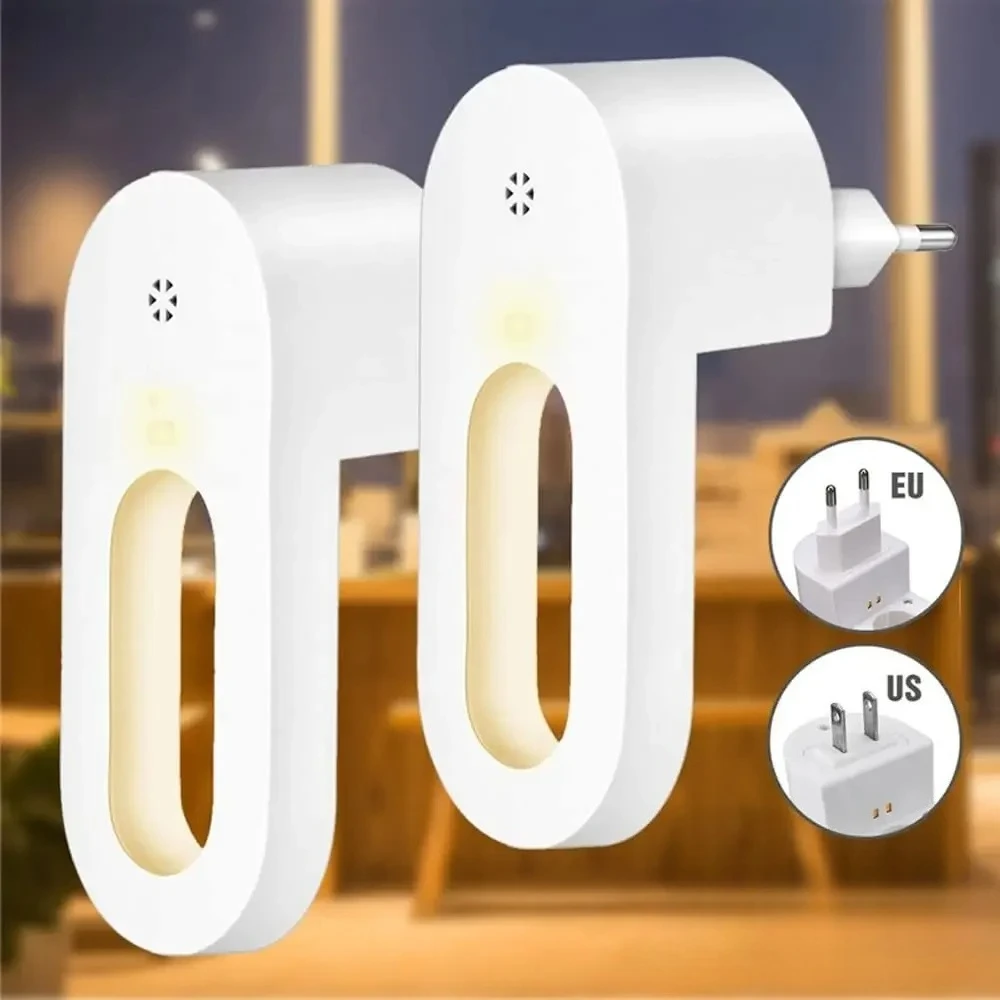 Lampada da notte con spina a LED Lampada da presa a muro UE/USA con sensore crepuscolare Lampada da notte a risparmio energetico per camera dei bambini Lampada bianca calda
