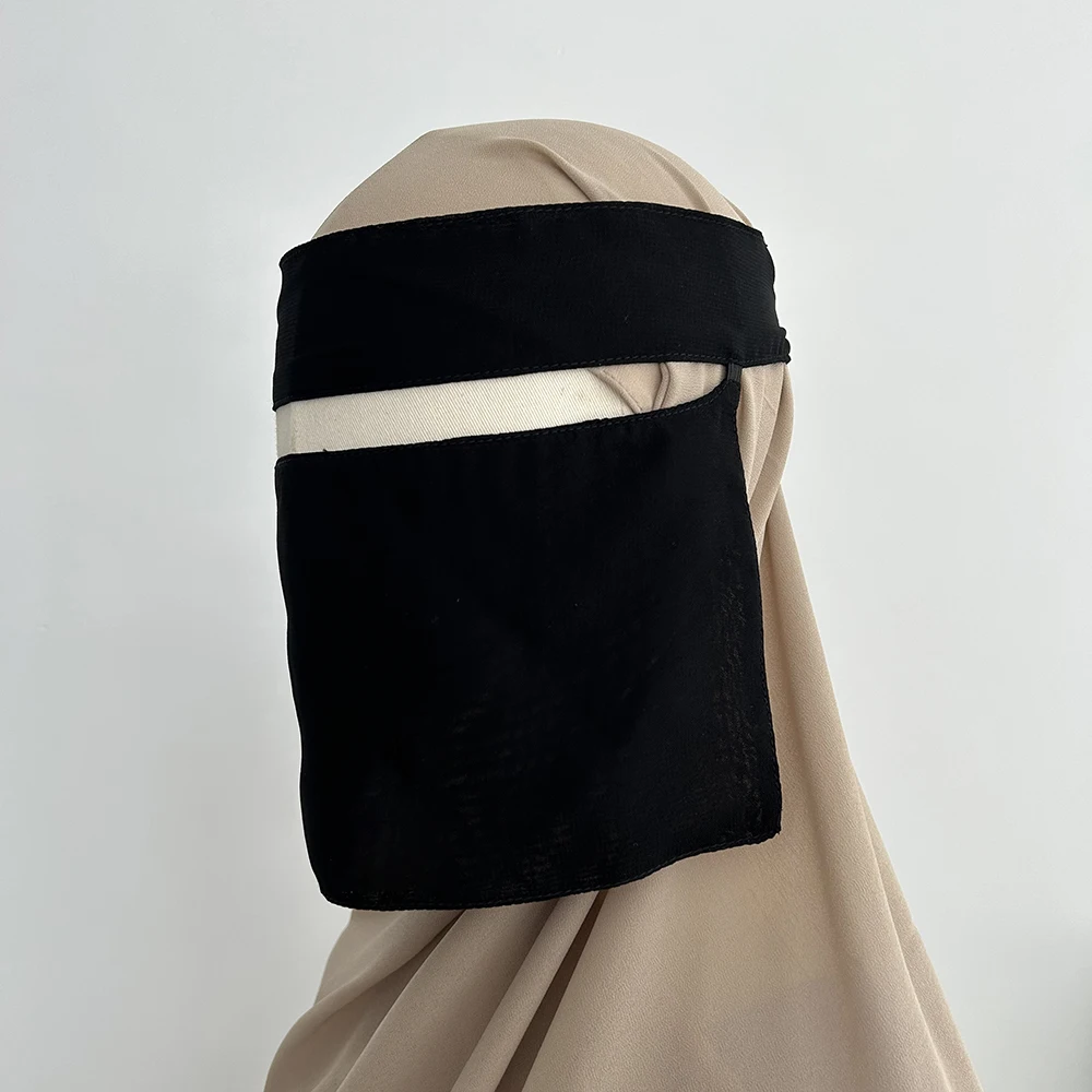 弾性ショート Niqab 黒サウジイスラム教徒女性フェイスカバー軽量通気性イスラム卸売イードラマダン祈り Niqab