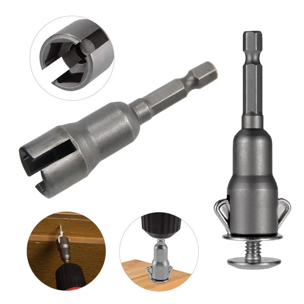 Llave de tubo con orificio de mariposa ranurada natural – Herramienta de vaso para tuercas aladas con mango hexagonal de 65 mm para destornillador eléctrico