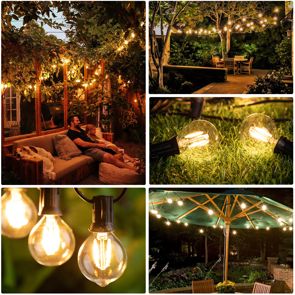 Waterproof G40 String Light 220V EU Plug Led lights Decoration Connectable Warm White Vintage Garland Gazebo Balcony Party Decor