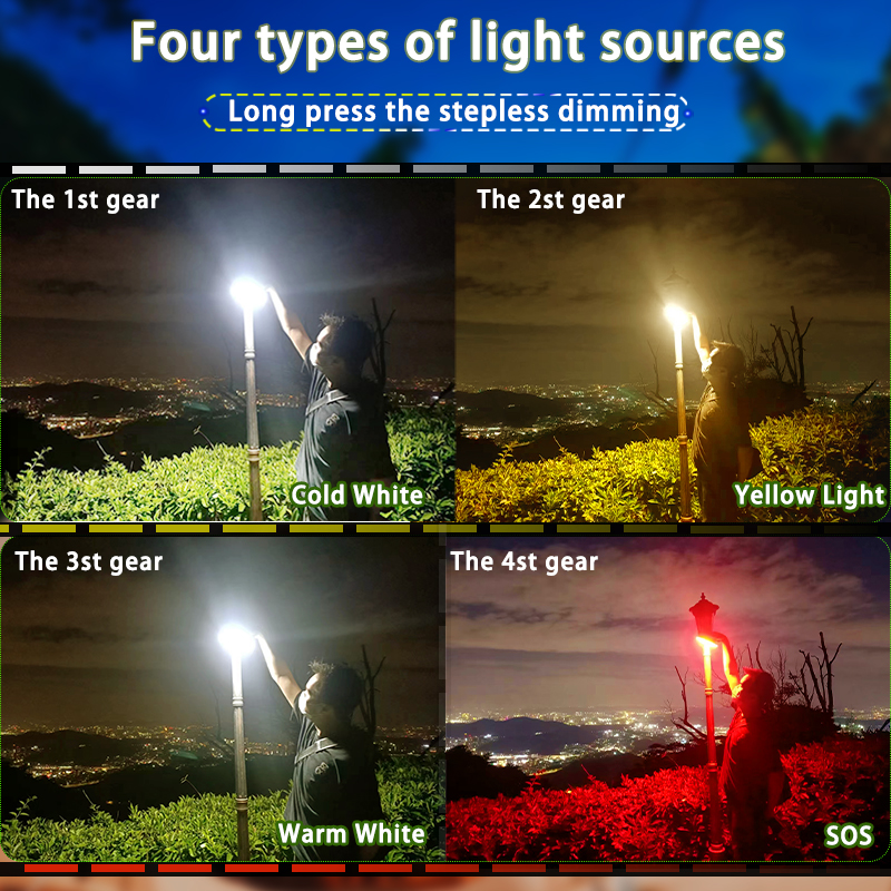 MOSLIGHTING Solar Chargin Tent Strong Light with Magnet Zoom Portable Torch Camping lantern Work Maintenance Lighting 80W LED