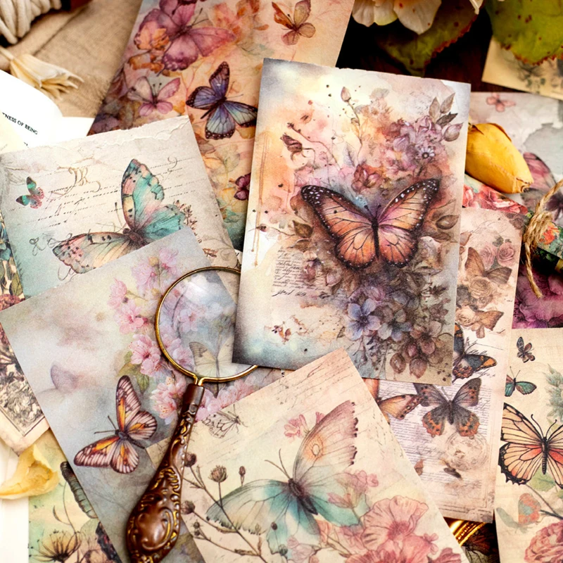 100pcs/pack Garden Whisper Series Retro Handbook Tearable Material Paper Creative DIY Handmade Scrapbook Aesthetic Craft Paper
