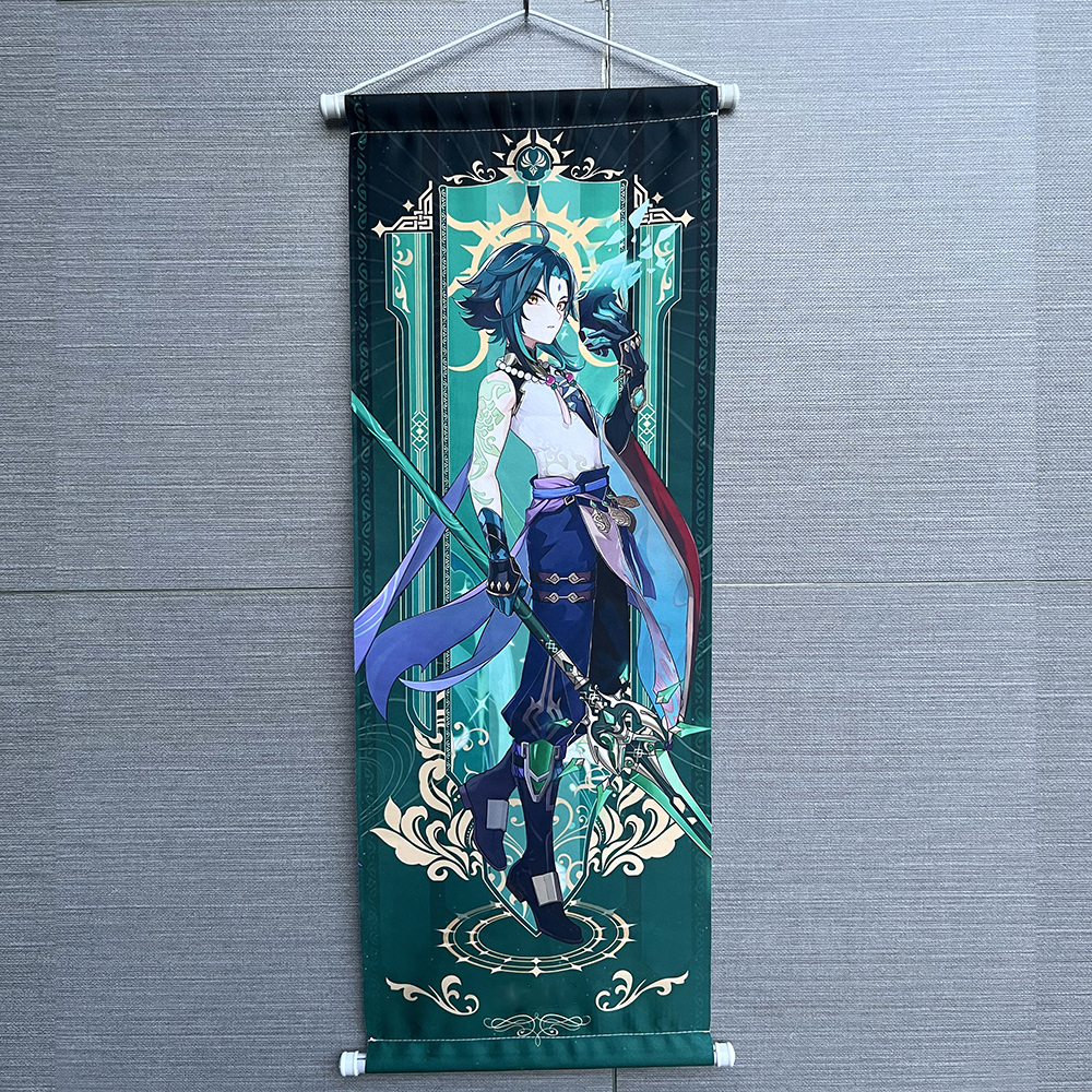 Hot Game Impact Scroll Leinwand Cosplay Cartoon Heros Wandbehang Poster Halloween Weihnachten Dekor Fans Sammlung Studenten Geschenke
