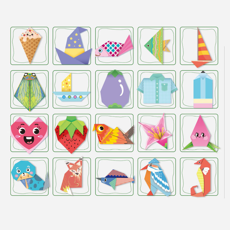 Origami-Set für Kinder, 60 Projekte, doppelseitiges Origami-Buch, 4 Stufen, Übungspapiere, instructionsfähiges Origami-Papier, Geschenk für über 4 Mädchen