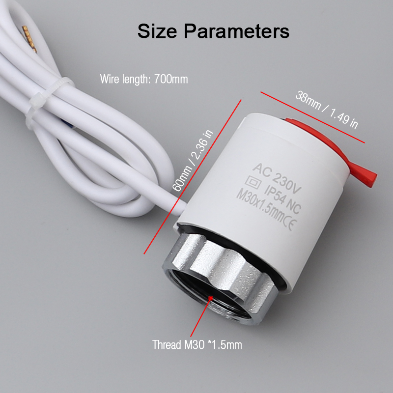 Нормально закрытый клапан для подогрева пола NC AC 230 В электрический тепловой привод коллектор для термостата для подогрева пола M30x1,5