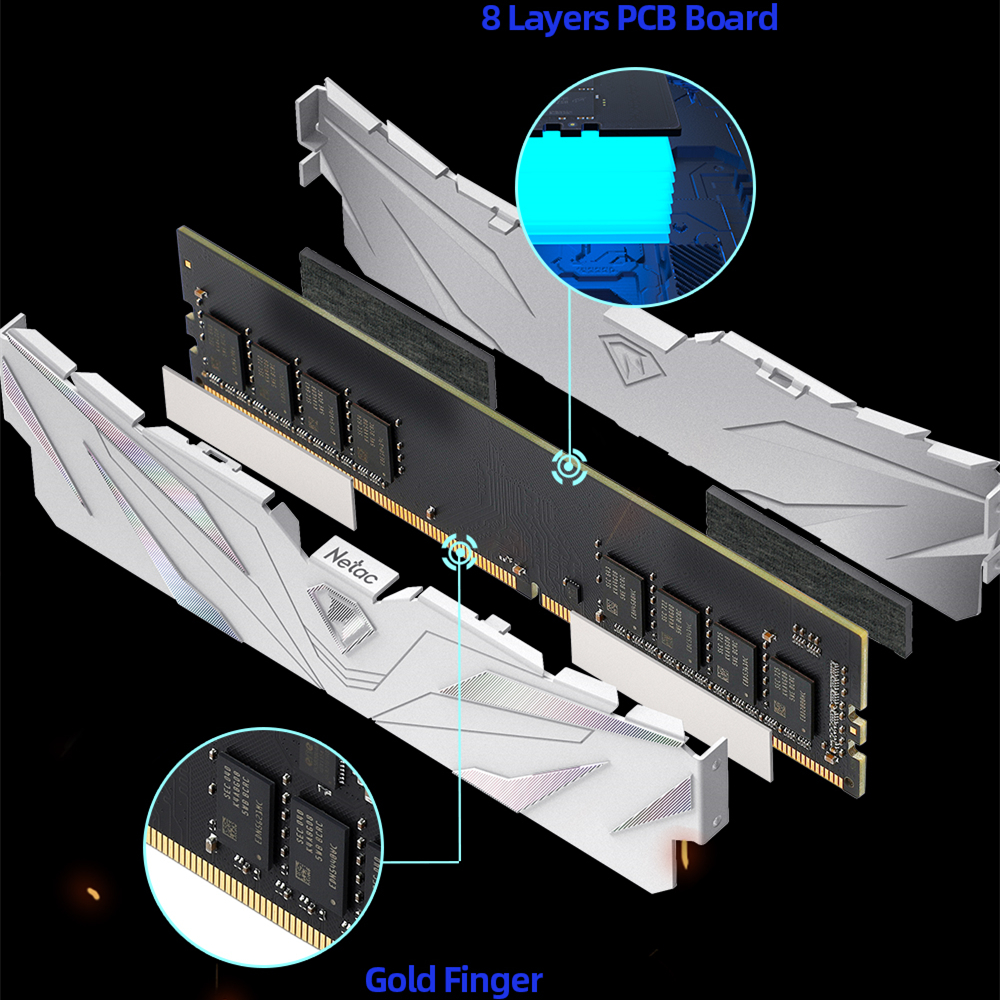 Memorias Netac Ram DDR4 8GBx2 16GBx2 DDR4 3200MHz 3600MHz 2666MHz Ram DDR4 XMP2.0 de doble canal con disipador de calor para placa base de PC