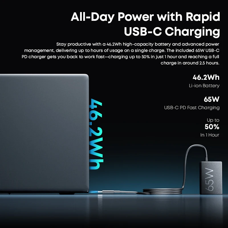 Игровой ноутбук CHUWI CoreBook X AMD R5-7430U, 6 ядер, 14,1-дюймовый FHD IPS-экран, 16 ГБ оперативной памяти DDR4, 512 ГБ SSD, ноутбук с громкой связью до 4,3 ГГц