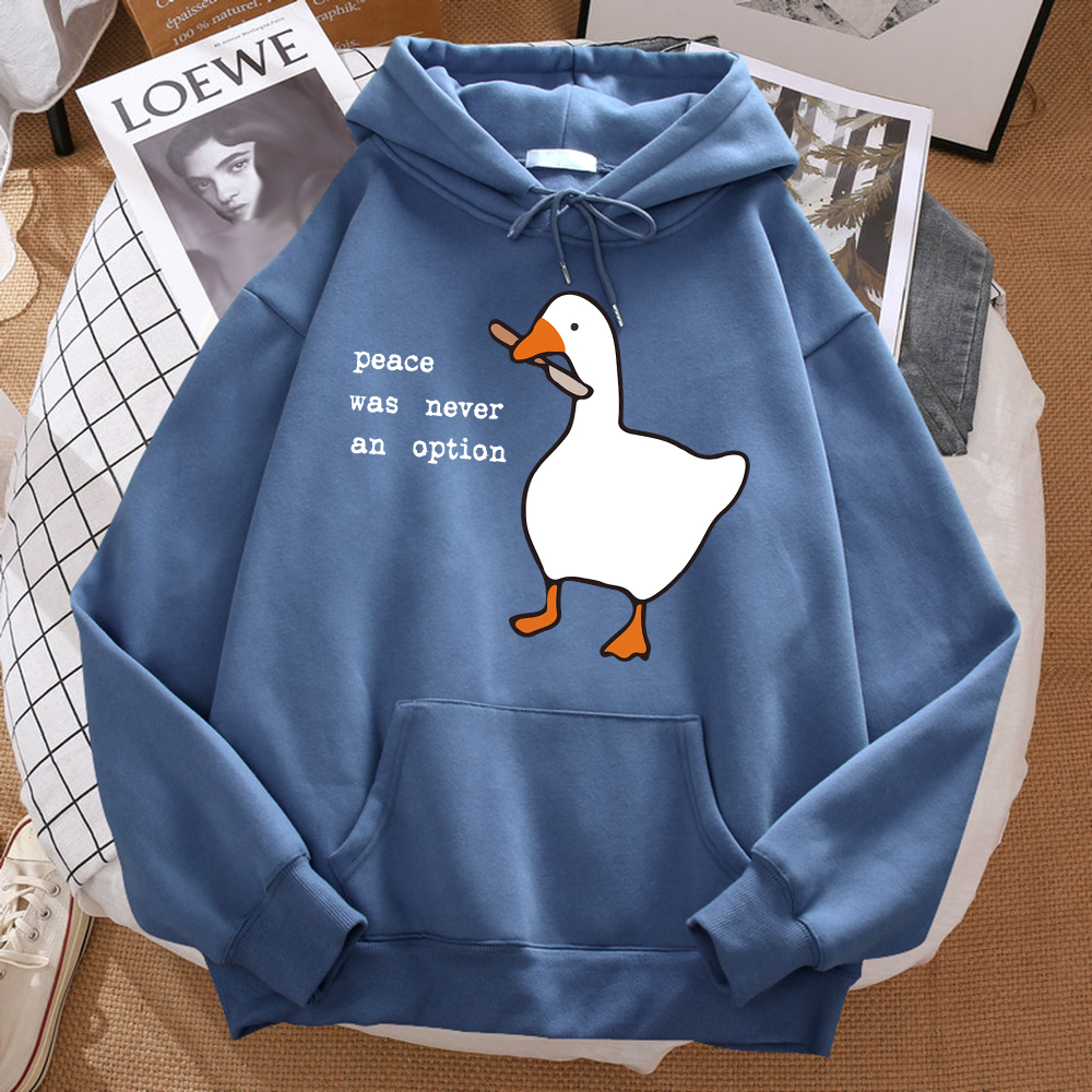 สันติภาพไม่เคยเป็นทางเลือกพิมพ์เสื้อกันหนาวผู้ชาย Street OVERSIZE ฤดูใบไม้ร่วง Hooded Hipster นุ่ม Hoodies Hip Hop WARM Sportswears