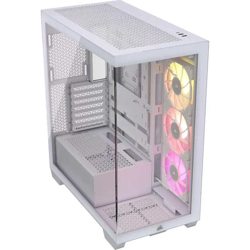 Mid-Tower ATX Case, Panoramic Tempered Glass, Reverse Connection Motherboard Compatible, 3X iCUE Link RX120 RGB Fans, PC Case