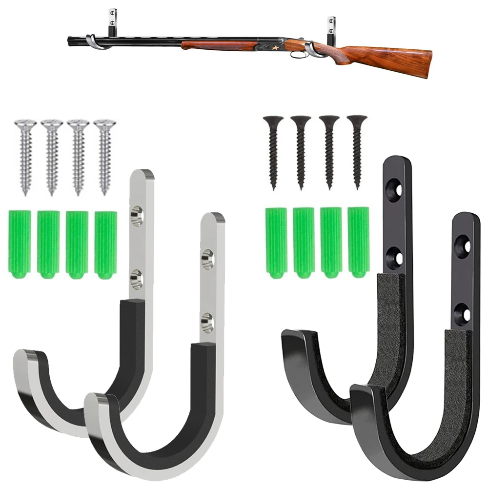 2 Pz/paia J-hook Pistola Rack di Stoccaggio Fucili Fucile Ganci Montaggio A Parete Ganci Per Qualsiasi Fucile Fucile Tiro Con Arco Con Imbottitura Morbida