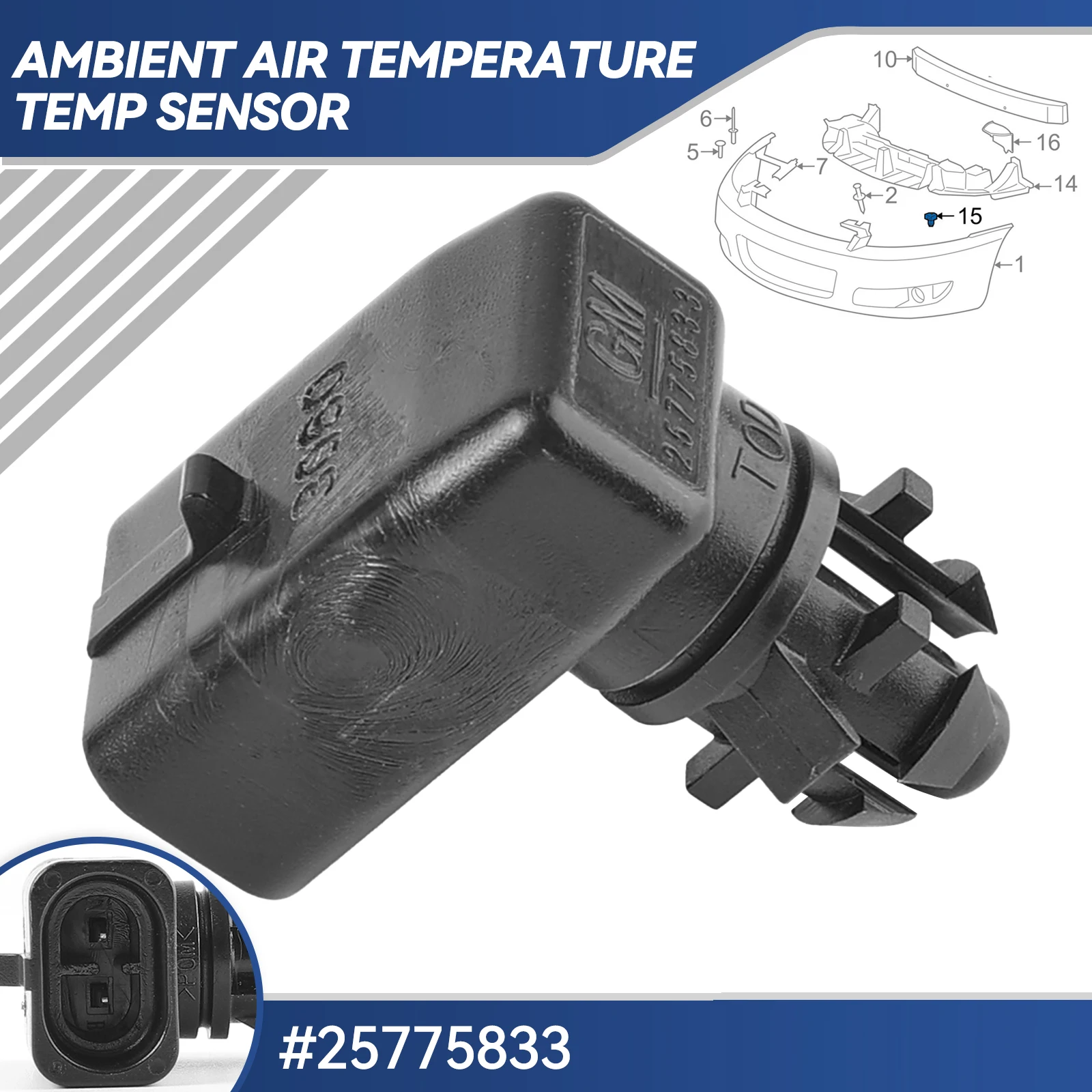 Sensor de temperatura del aire ambiente exterior, accesorio para GM GMC Chevrolet Cruze Cadillac Opel Vauxhall Astra Vectra, 25775833, 15035786, 10396844