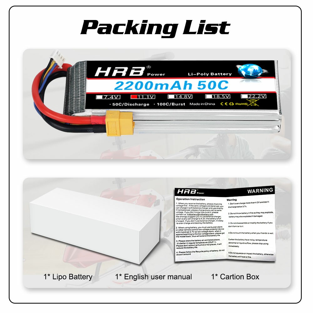 1/2 stücke hrb 3s 2200mah lipo batterie 11,1 v rc batterie 50c mit xt60 stecker für fpv uau drohnen flugzeug rc auto lkw boot rennen diy
