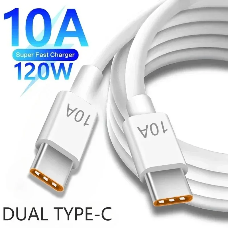 120W Dual Type C Cable 10 A PD Super Fast Cable Charge For iPhone Xiaomi Huawei Samsung Mobile Phone USB C High Speed Data Cord
