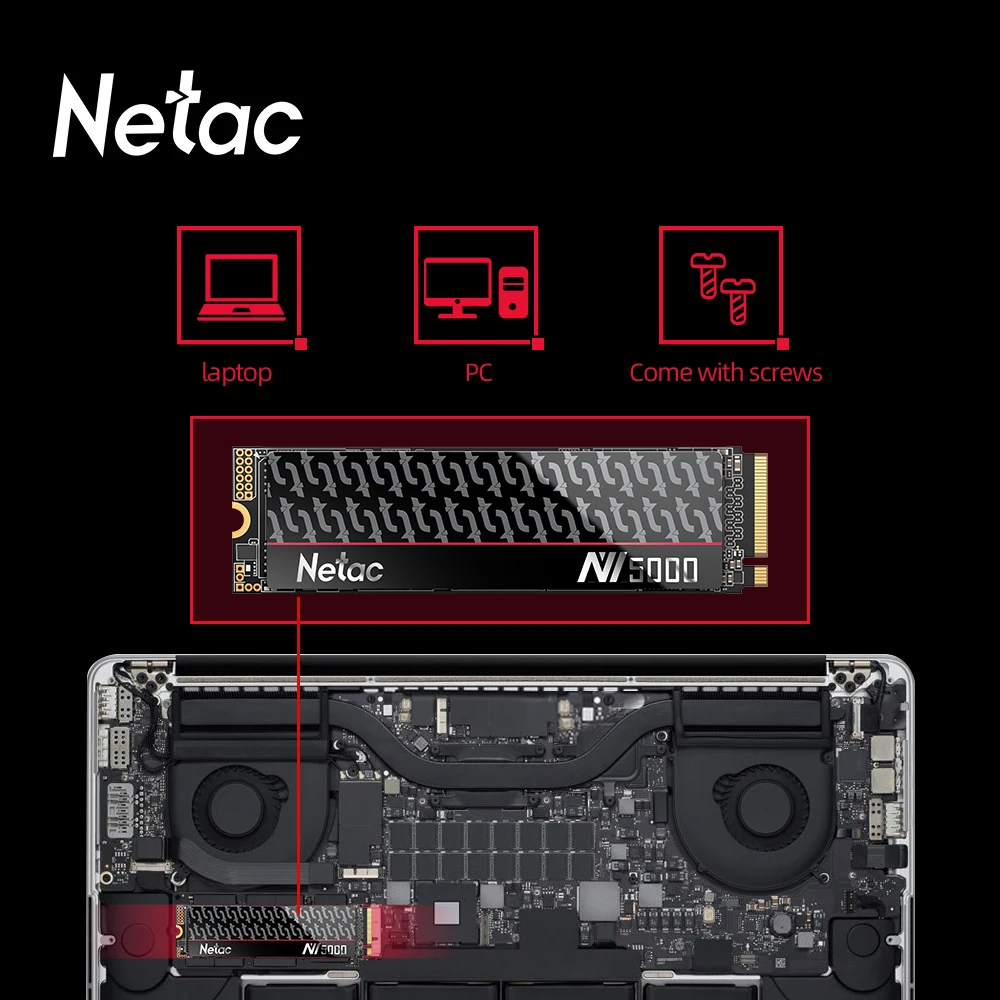 Netac 1TB 2TB 4TB M2 SSD NVMe 512gb PCIe4.0 M.2 2280 NV5000t NV7000t Internal Solid State Hard Disk For PS5 Laptop Desktop