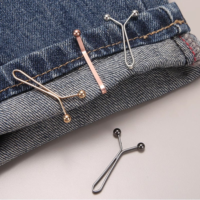 Clipe de metal para aperto de cintura invisível, 4 unidades, clipe de botão ajustável, adequado para jeans e roupas, acessórios de moda