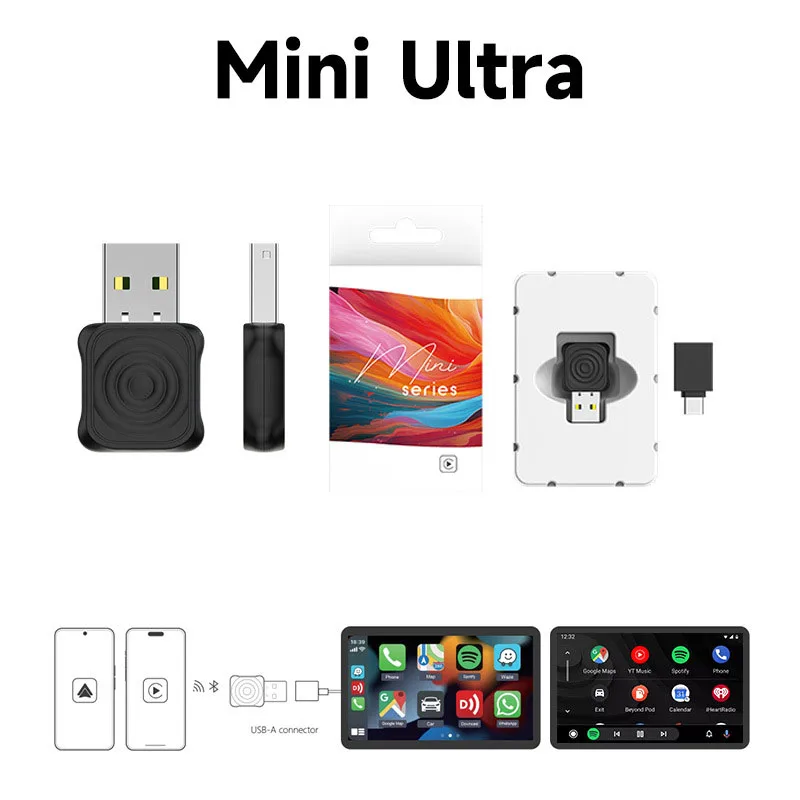 Mini Ultra Car Smart Box - Converteer bekabelde CarPlay/Android Auto naar draadloos voor originele voertuigen Draadloze Carplay
