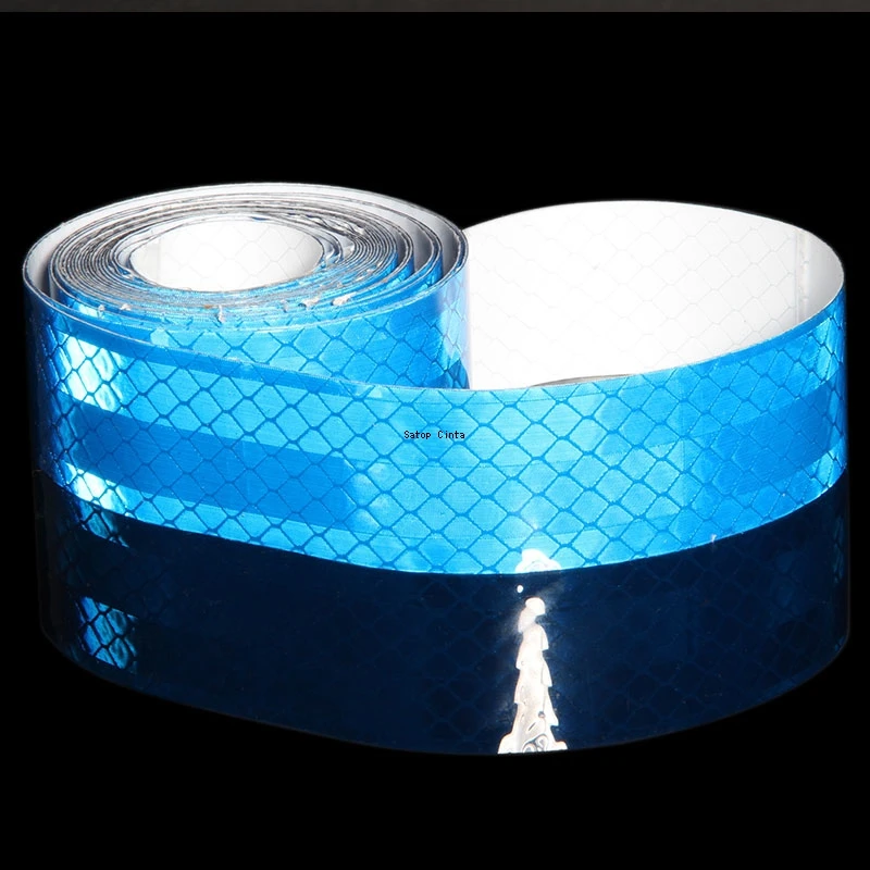 2,5 cm/5 cm/10 cm blaue mikroreflektierende Bänder, hochintensive Retro-Klebestreifen, wasserdichte Sicherheitswarnungsreflektoren, Autoaufkleber