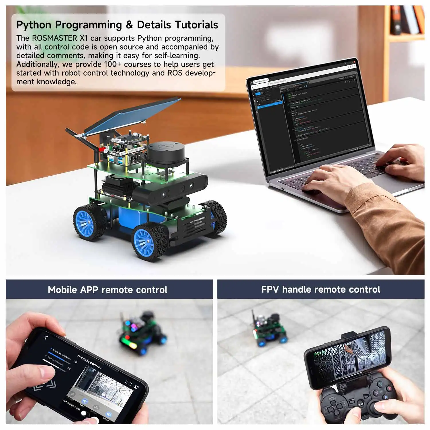 Yahboom Programmable 4WD Smart Car Robot With Lidar 520 Motor Speech Recognition for Jetson NANO Raspberry Pi 5 ROSMASTER X1