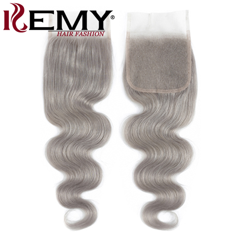 มัดผมลอน3มัดพร้อมแผ่นปิดผมสีเทาแบบบราซิลเลี่ยนมี100% มัดผมมนุษย์สีเทา